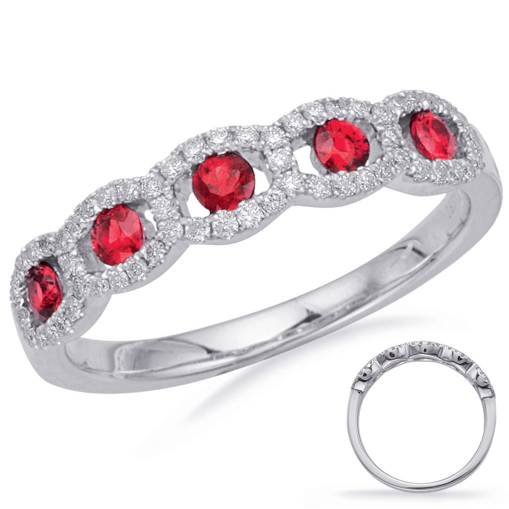 0.57 ctw. ELEGANT WHITE GOLD RUBY & DIAMOND RING