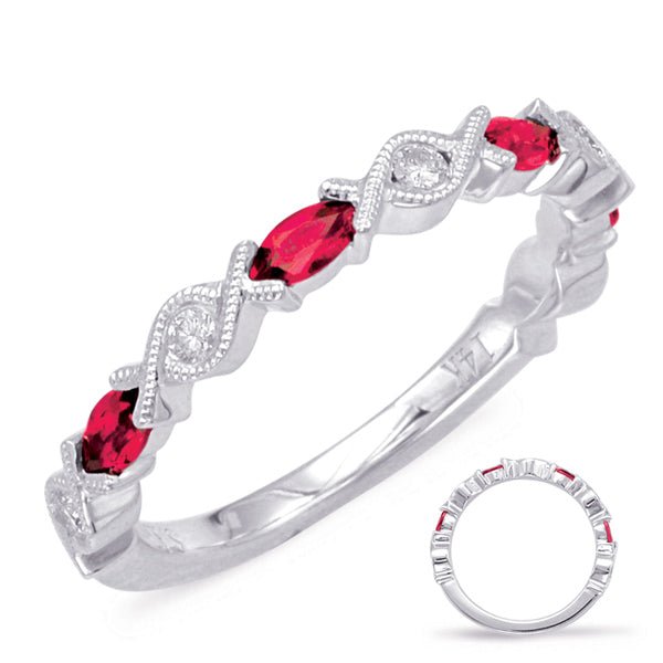 0.60 ctw. ELEGANT WHITE GOLD RUBY & DIAMOND RING