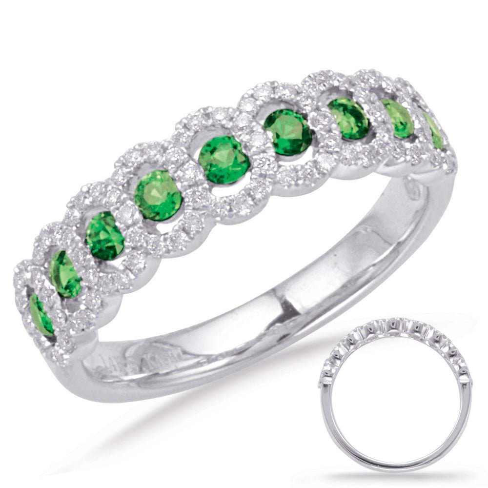 0.63 ctw. WHITE GOLD EMERALD & DIAMOND RING