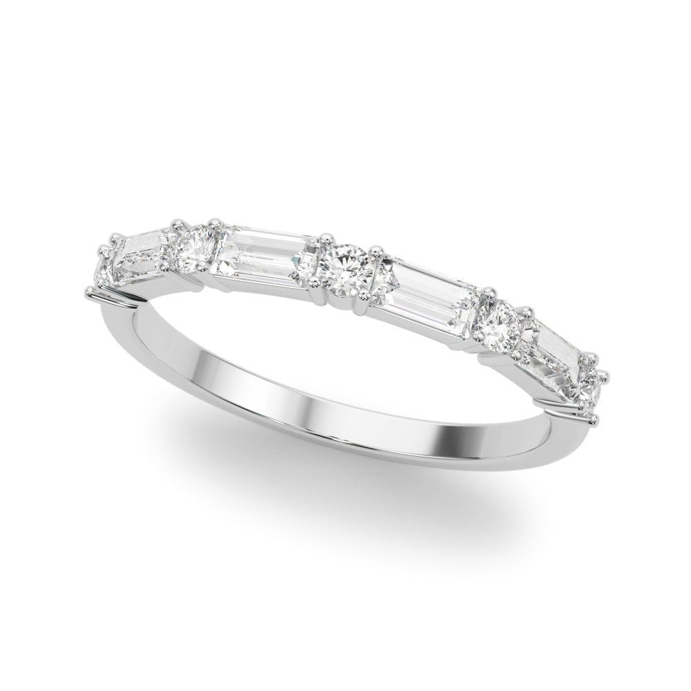 0.63CTW 14K  Gold Baguette With Round Cut Diamond Band