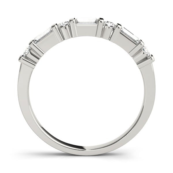 0.63CTW 14K Gold Bar Set Baguette With Round Brilliant Cut Diamond Band - Diamond Ring - Design Jewellers Edmonton