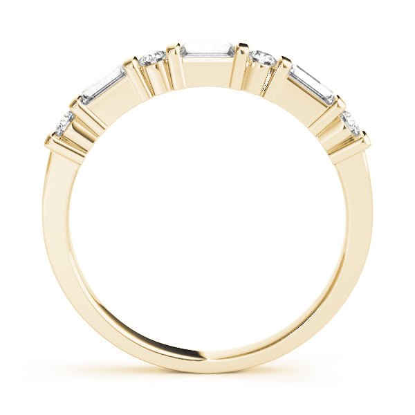 0.63CTW 14K Gold Bar Set Baguette With Round Brilliant Cut Diamond Band - Diamond Ring - Design Jewellers Edmonton
