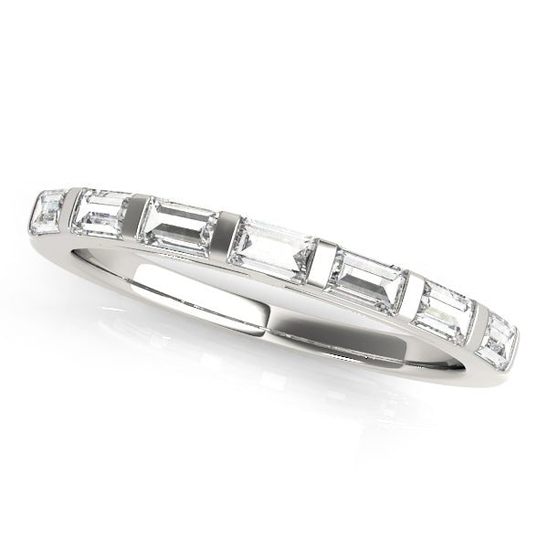 0.63CTW 14K  Gold Bar Set Straight Baguette Cut Diamond Band