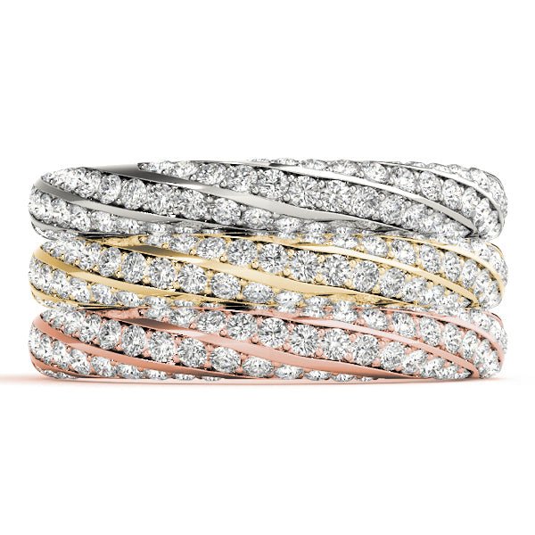0.63CTW 14K Gold Multi - Row Twisted Design Pave Diamond Band - Diamond Ring - Design Jewellers Edmonton