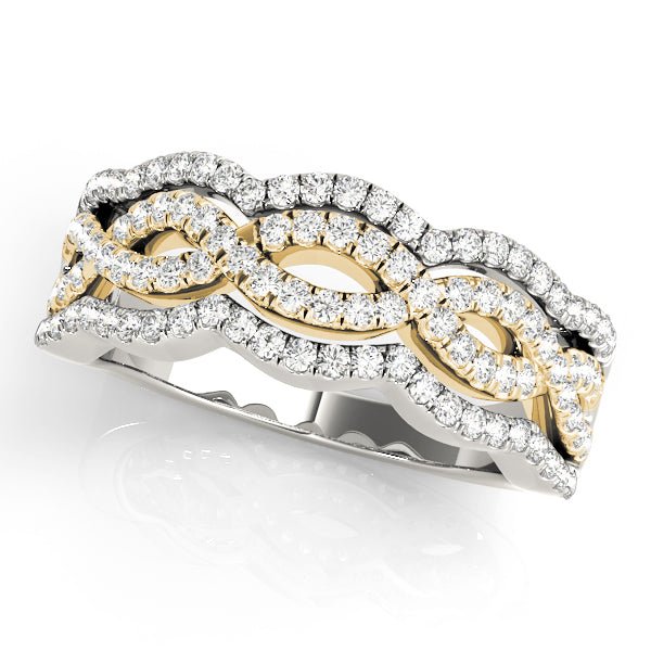 0.65CTW 14K Gold Multi Row Wavy Diamond Band Design - Past, Present, Future - Design Jewellers Edmonton