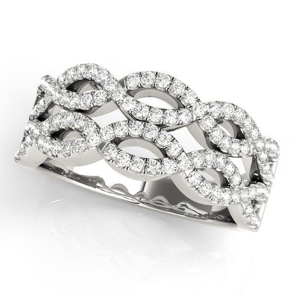 0.65CTW 14K Gold Multi Row Wavy Figure 8 Diamond Band Design - Past, Present, Future - Design Jewellers Edmonton