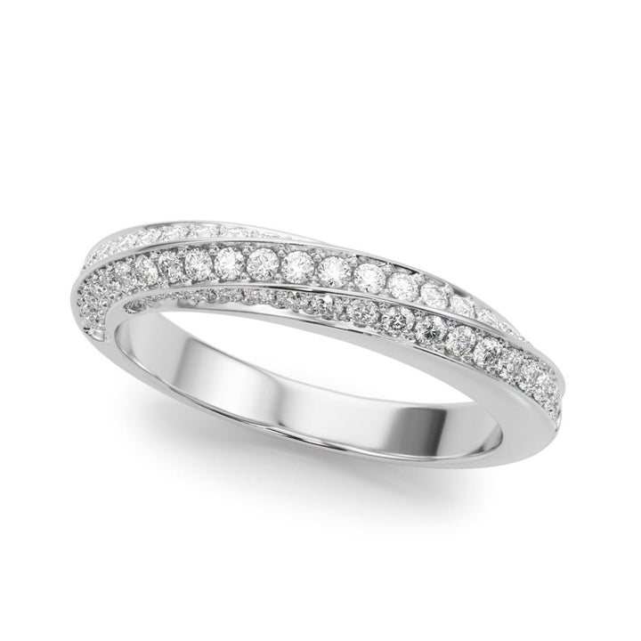 0.65CTW 14K Gold Twisted Style Pave Design Multi Row Diamond Band - Diamond Ring - Design Jewellers Edmonton