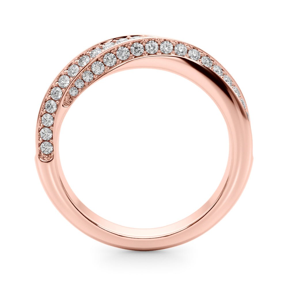 0.65CTW 14K Gold Twisted Style Pave Design Multi Row Diamond Band - Diamond Ring - Design Jewellers Edmonton