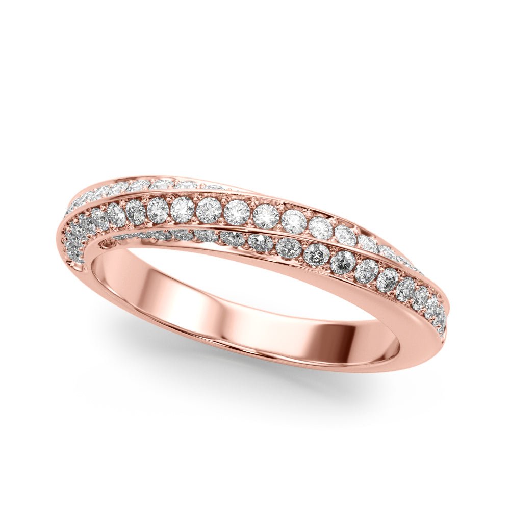 0.65CTW 14K Gold Twisted Style Pave Design Multi Row Diamond Band - Diamond Ring - Design Jewellers Edmonton