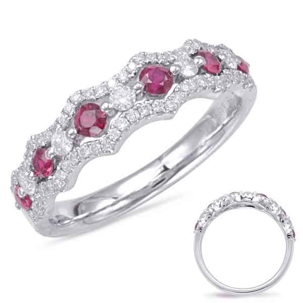 0.68 ctw. WHITE GOLD RUBY & DIAMOND BAND