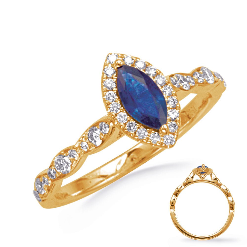 0.74 ctw. YELLOW GOLD SAPPHIRE & DIAMOND RING
