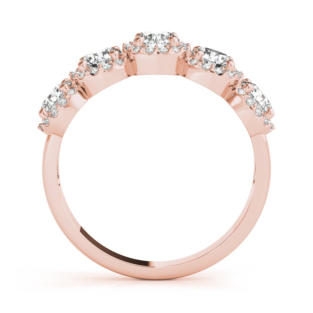 0.74CT 5-Stone Round Halo Wedding Ring - Wedding Band - Design Jewellers Edmonton
