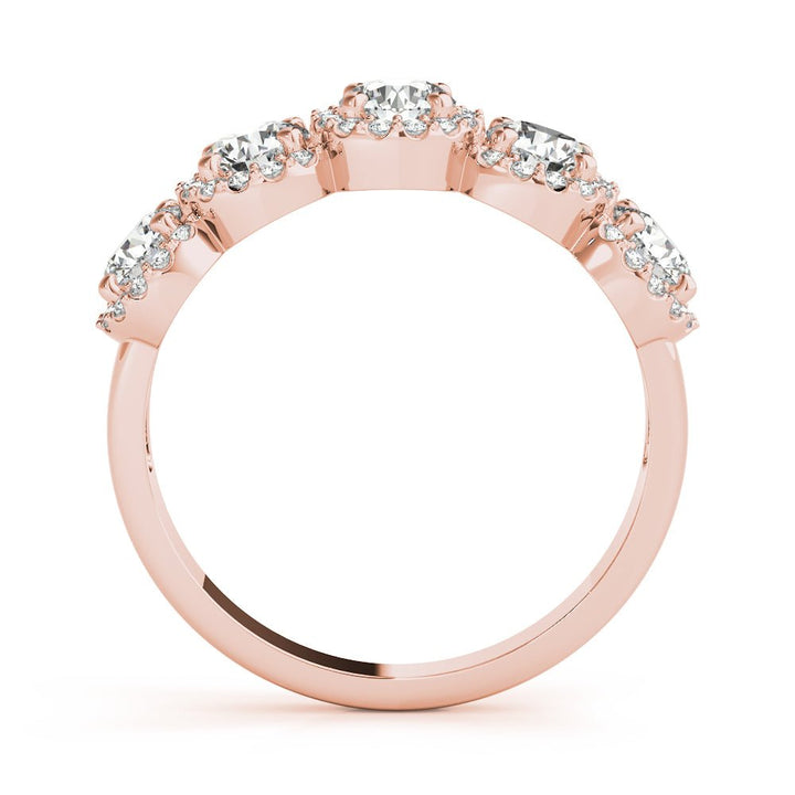 0.74CT 5-Stone Round Halo Wedding Ring - Wedding Band - Design Jewellers Edmonton