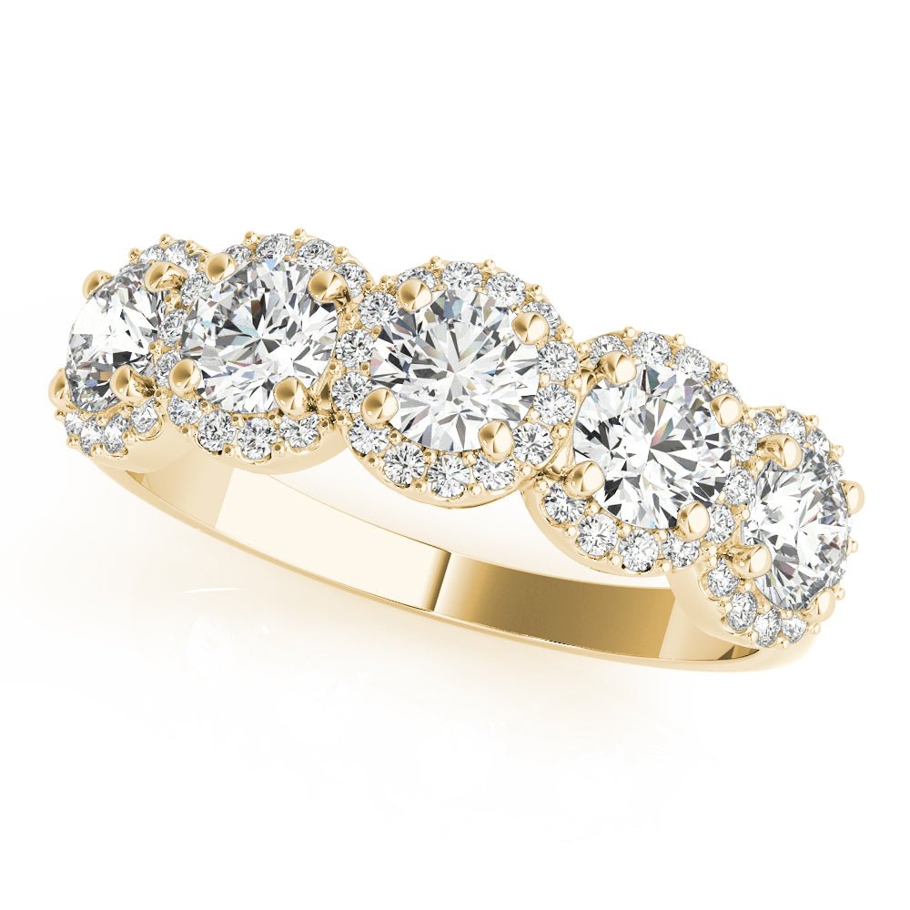 0.74CT 5-Stone Round Halo Wedding Ring - Wedding Band - Design Jewellers Edmonton