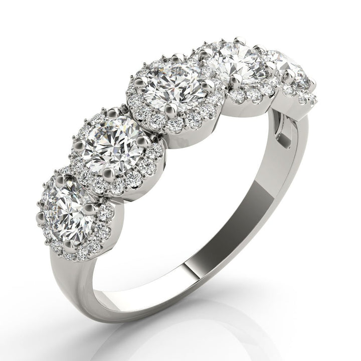 0.74CT 5-Stone Round Halo Wedding Ring - Wedding Band - Design Jewellers Edmonton