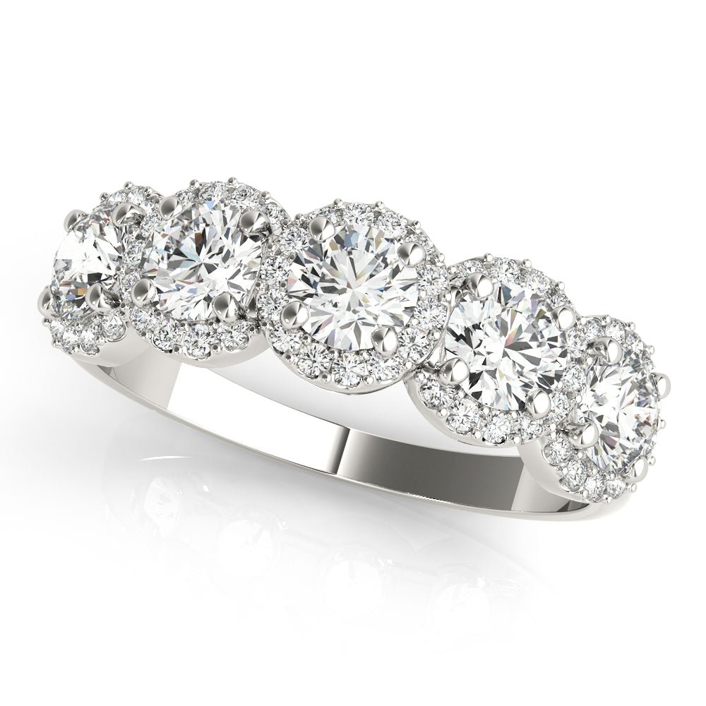 0.74CT 5-Stone Round Halo Wedding Ring