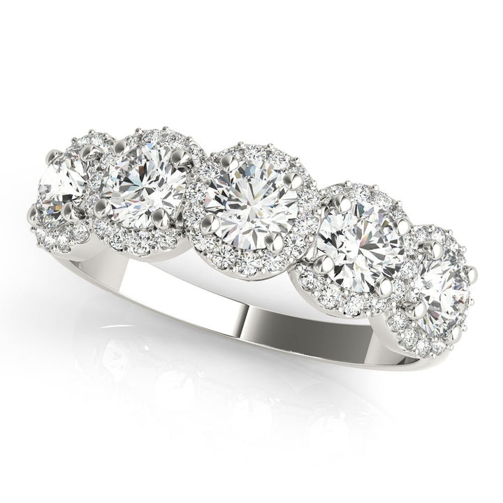 0.74CT 5-Stone Round Halo Wedding Ring - Wedding Band - Design Jewellers Edmonton