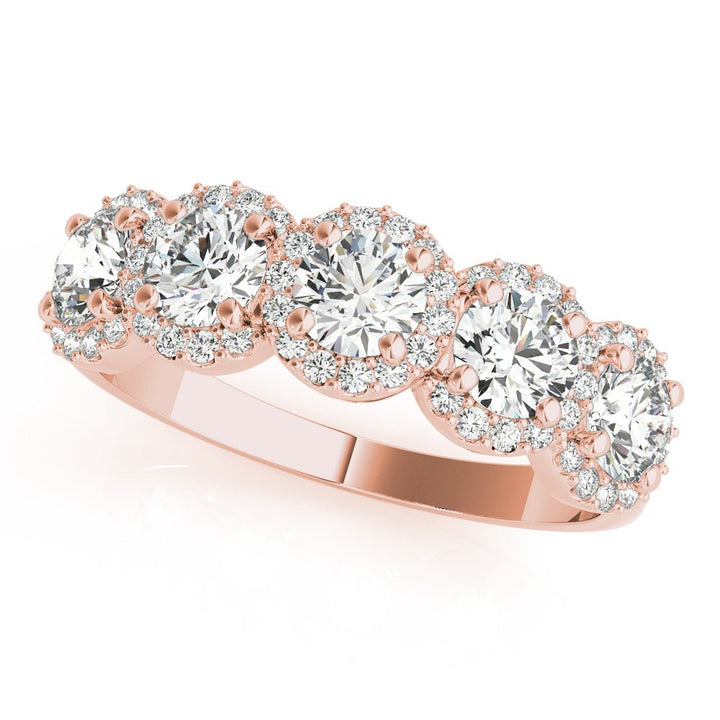 0.74CT 5-Stone Round Halo Wedding Ring - Wedding Band - Design Jewellers Edmonton
