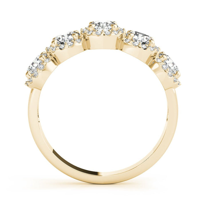 0.74CT 5-Stone Round Halo Wedding Ring - Wedding Band - Design Jewellers Edmonton