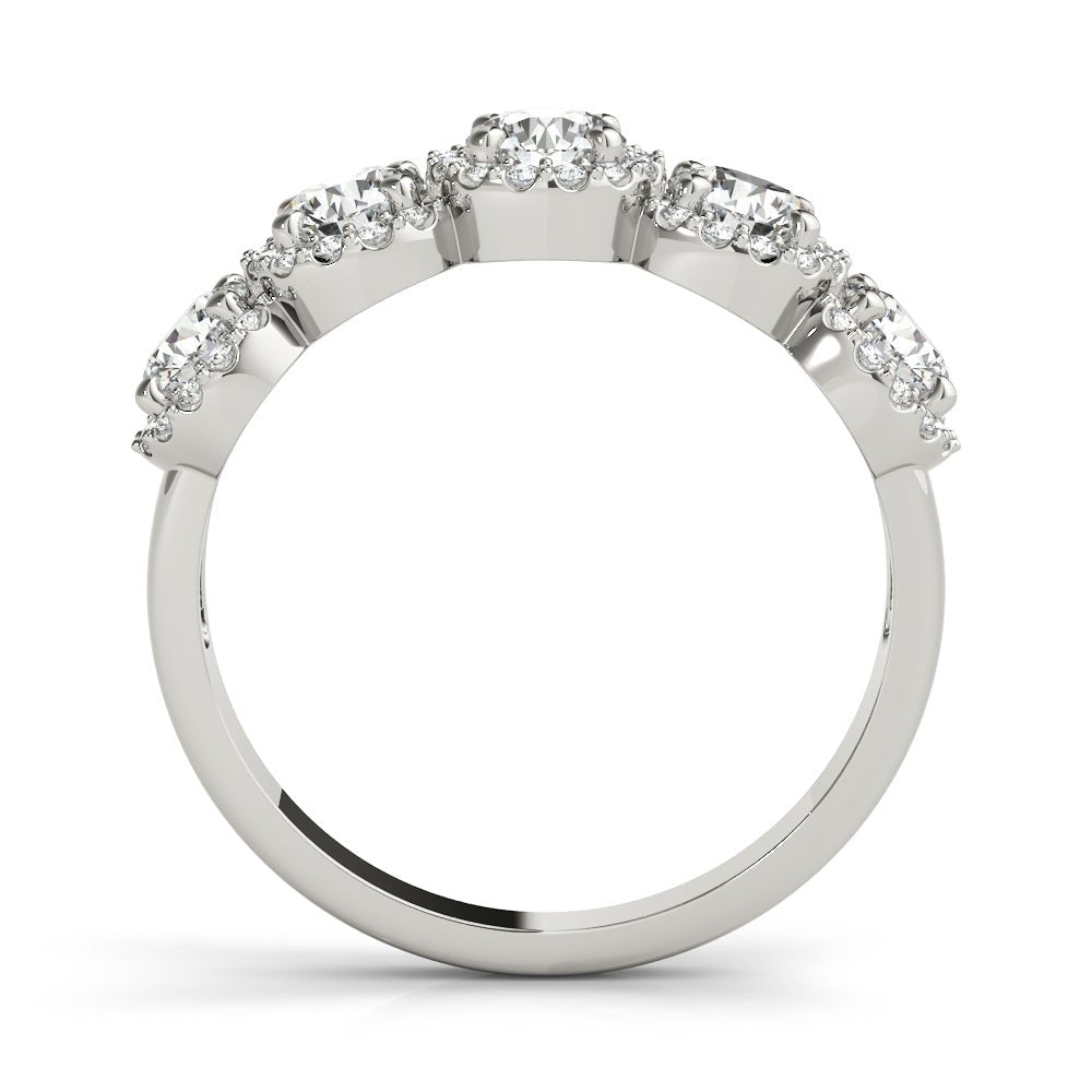 0.74CT 5-Stone Round Halo Wedding Ring - Wedding Band - Design Jewellers Edmonton