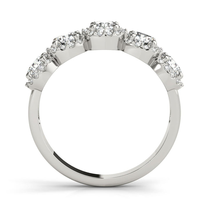 0.74CT 5-Stone Round Halo Wedding Ring - Wedding Band - Design Jewellers Edmonton