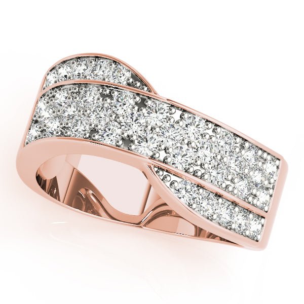 0.75CTW 14K Gold Multi Row Crossover Design Band Design - Past, Present, Future - Design Jewellers Edmonton
