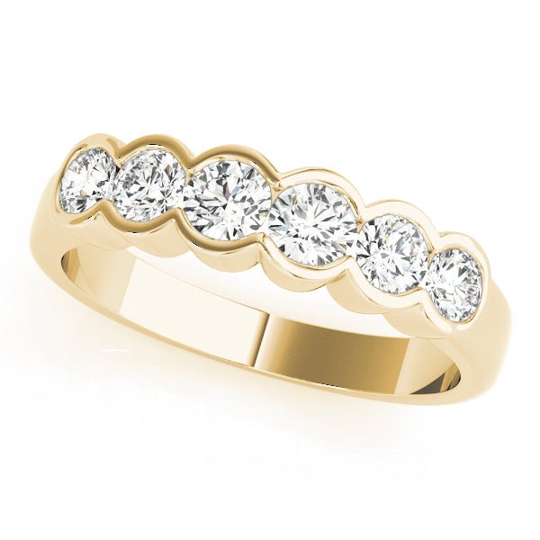 0.75CTW 14K Gold Multi Stone Semi - Bezel Set Round Cut Diamond Band - Diamond Ring - Design Jewellers Edmonton