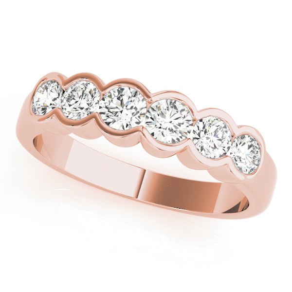 0.75CTW 14K Gold Multi Stone Semi - Bezel Set Round Cut Diamond Band - Diamond Ring - Design Jewellers Edmonton