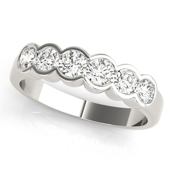 0.75CTW 14K Gold Multi Stone Semi - Bezel Set Round Cut Diamond Band - Diamond Ring - Design Jewellers Edmonton