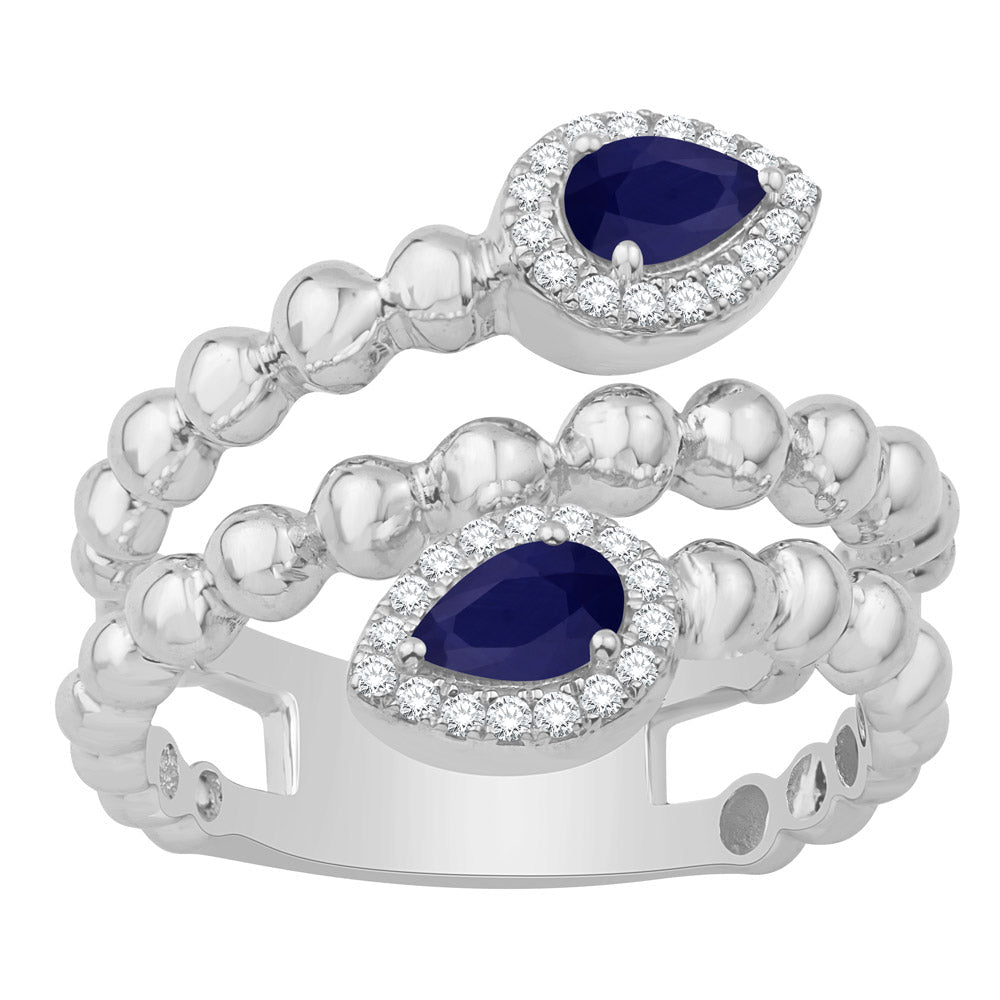0.76 ctw. WHITE GOLD SAPPHIRE & DIAMOND RING