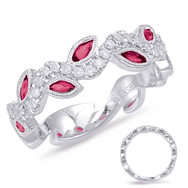 0.78 ctw. WHITE GOLD RUBY & DIAMOND RING