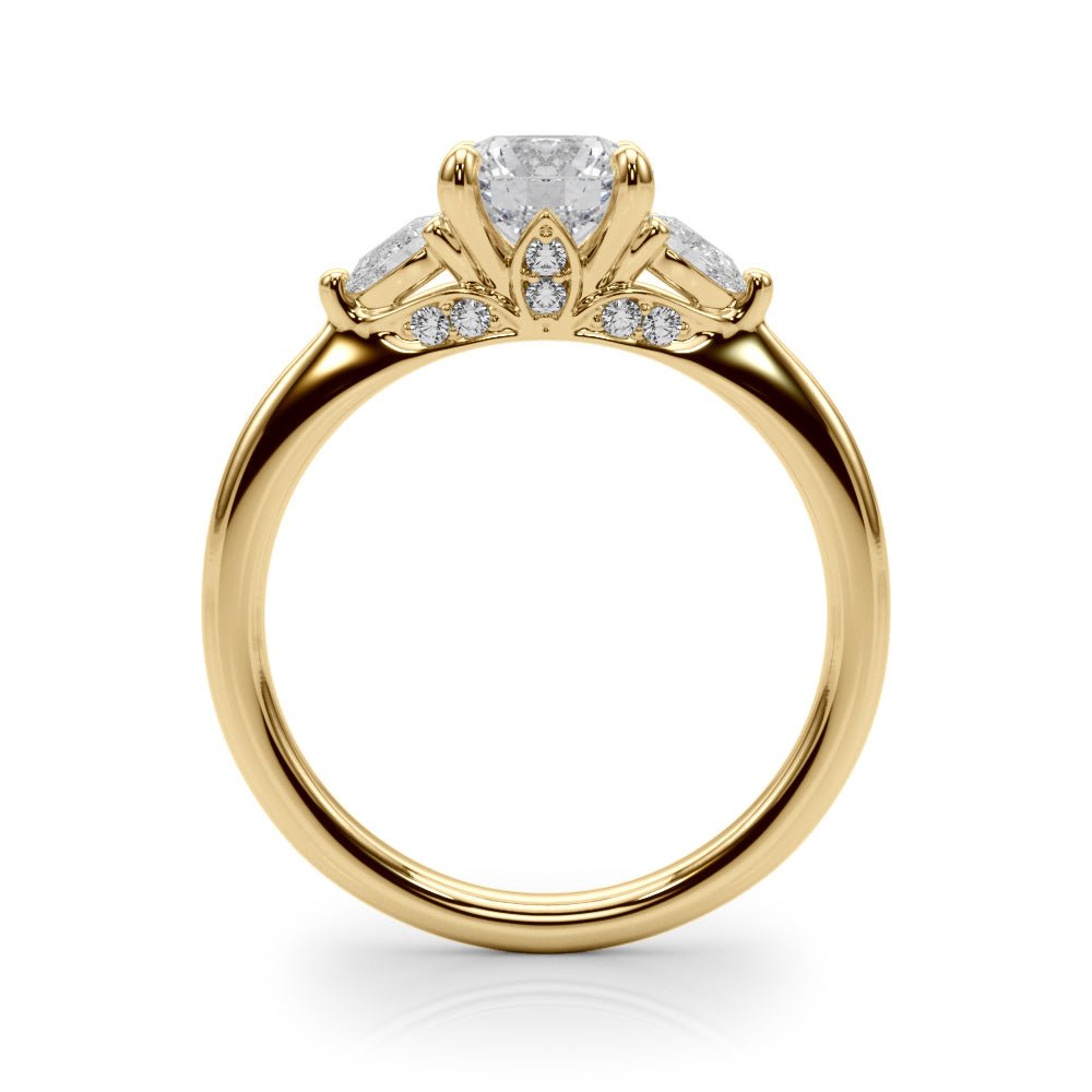 0.83CTW 14K Gold Ladies 3 Stone Past, Present, Round Brilliant Cut With Pear Shape Diamond Ring - Past, Present, Future - Design Jewellers Edmonton