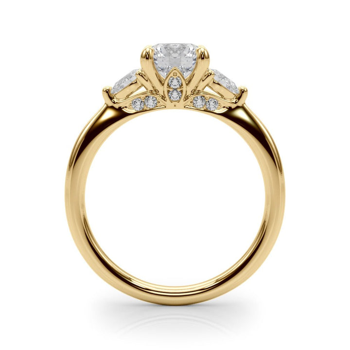 0.83CTW 14K Gold Ladies 3 Stone Past, Present, Round Brilliant Cut With Pear Shape Diamond Ring - Past, Present, Future - Design Jewellers Edmonton