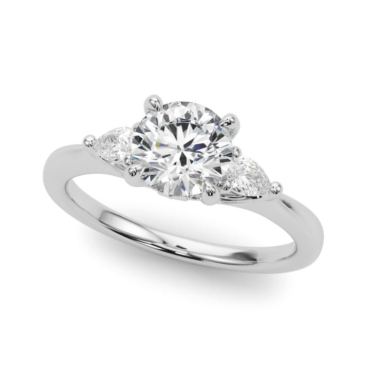 0.83CTW 14K Gold Ladies 3 Stone Past, Present, Round Brilliant Cut With Pear Shape Diamond Ring - Past, Present, Future - Design Jewellers Edmonton