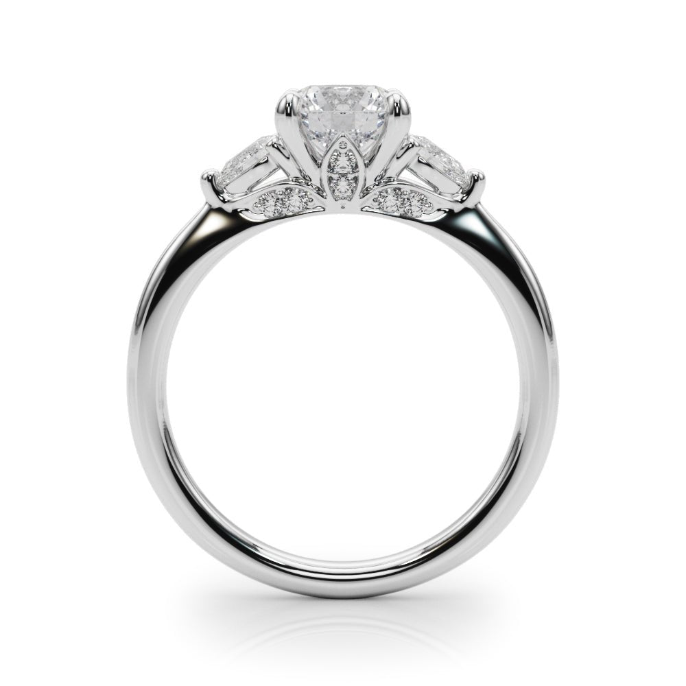 0.83CTW 14K Gold Ladies 3 Stone Past, Present, Round Brilliant Cut With Pear Shape Diamond Ring - Past, Present, Future - Design Jewellers Edmonton