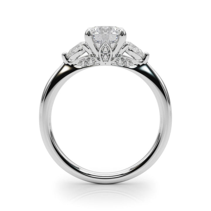 0.83CTW 14K Gold Ladies 3 Stone Past, Present, Round Brilliant Cut With Pear Shape Diamond Ring - Past, Present, Future - Design Jewellers Edmonton