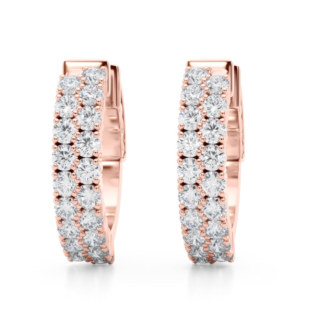 0.84CTW 14K Round Cut Double Row Diamond Hoop Earrings - Hoop Earrings - Design Jewellers Edmonton