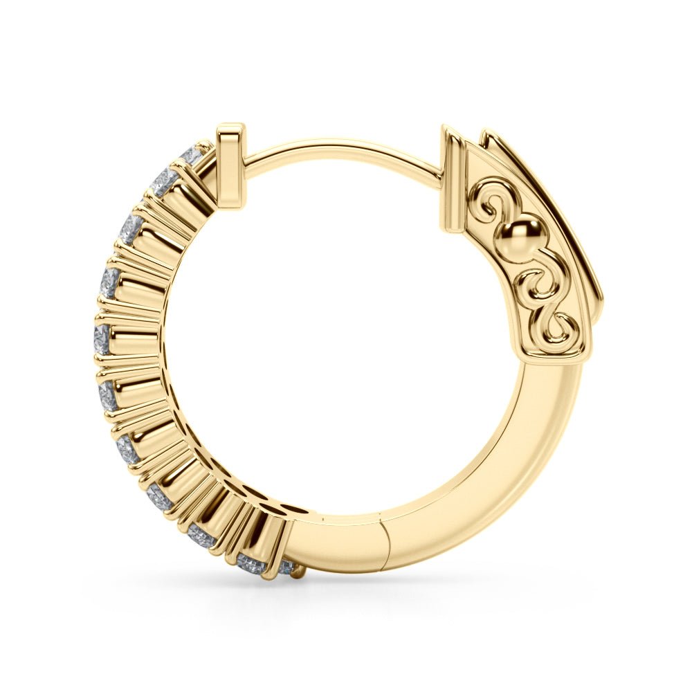 0.84CTW 14K Round Cut Double Row Diamond Hoop Earrings - Hoop Earrings - Design Jewellers Edmonton