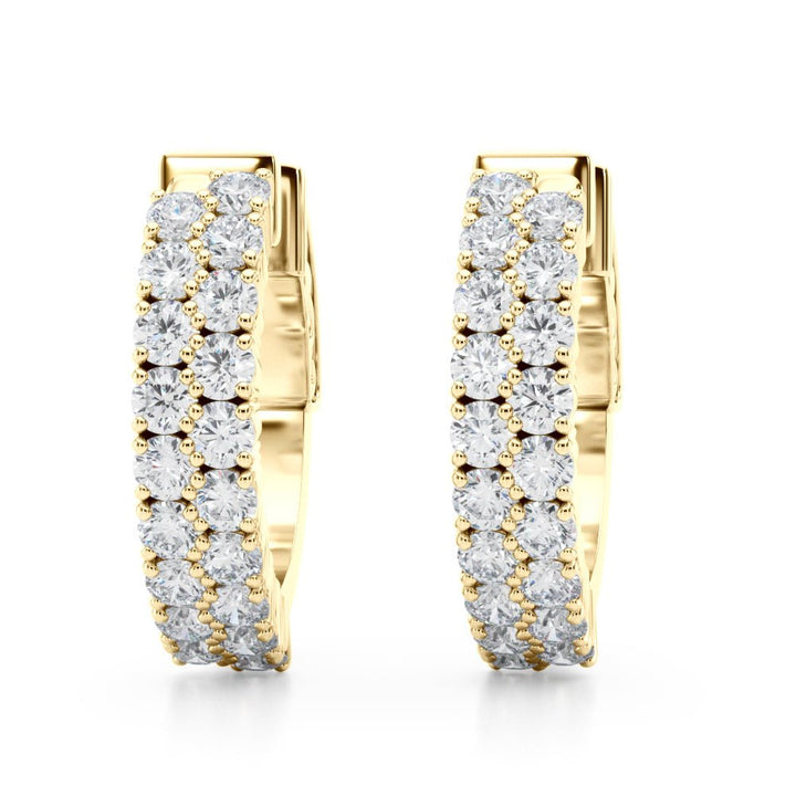 0.84CTW 14K Round Cut Double Row Diamond Hoop Earrings - Hoop Earrings - Design Jewellers Edmonton