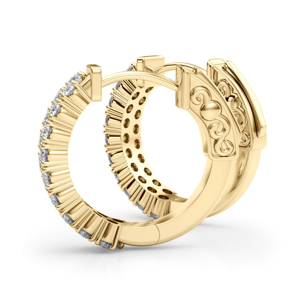0.84CTW 14K Round Cut Double Row Diamond Hoop Earrings - Hoop Earrings - Design Jewellers Edmonton