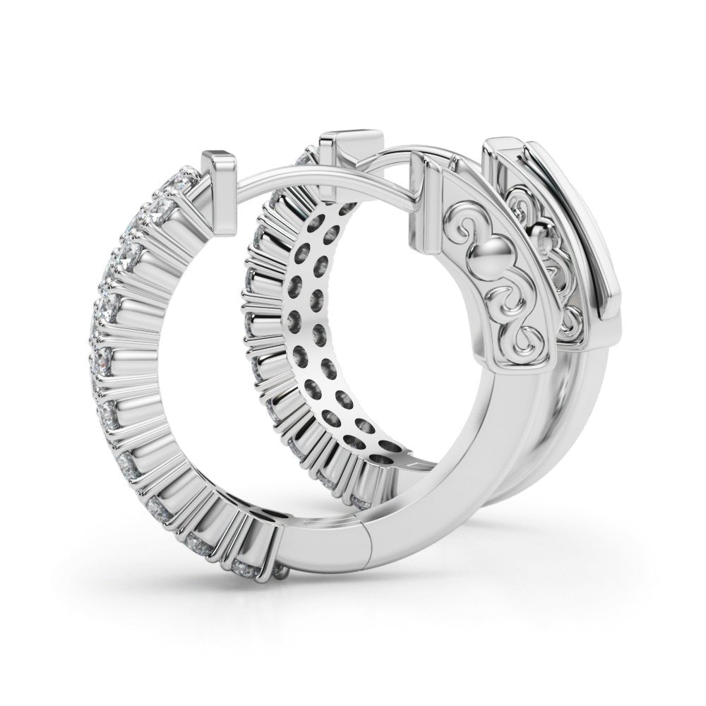 0.84CTW 14K Round Cut Double Row Diamond Hoop Earrings - Hoop Earrings - Design Jewellers Edmonton