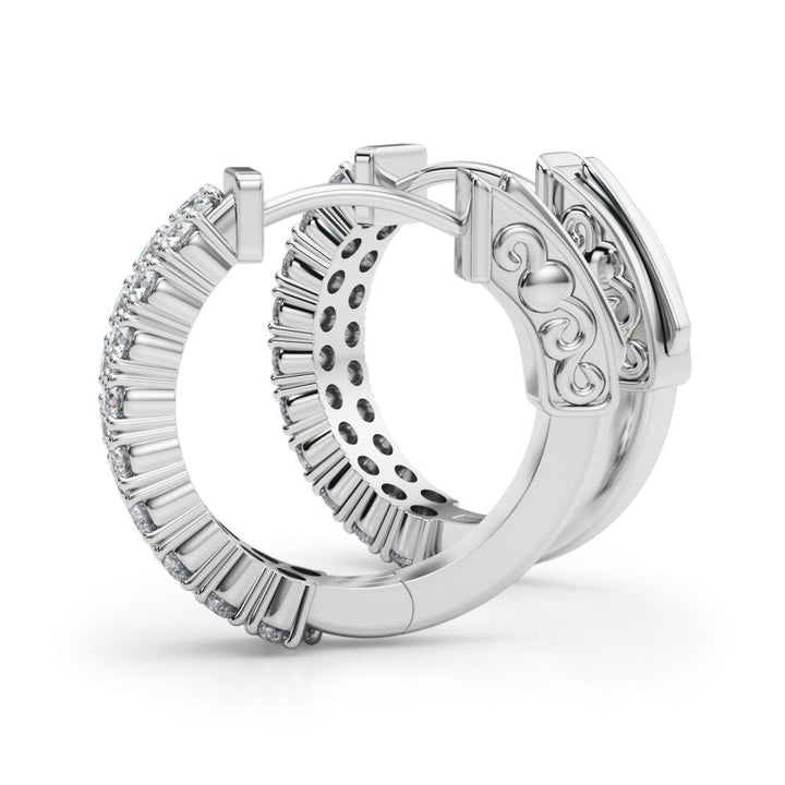 0.84CTW 14K Round Cut Double Row Diamond Hoop Earrings - Hoop Earrings - Design Jewellers Edmonton