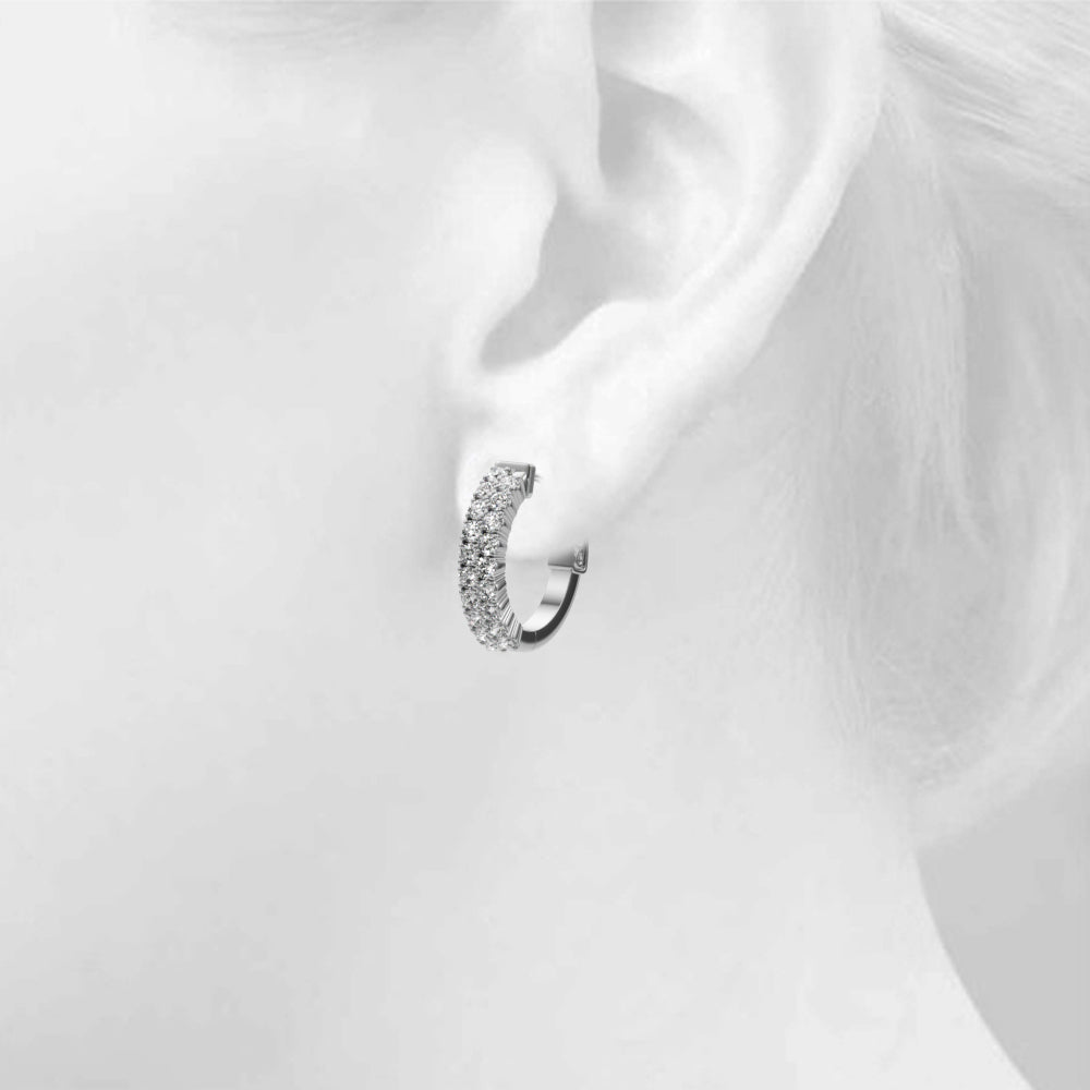0.84CTW 14K Round Cut Double Row Diamond Hoop Earrings - Hoop Earrings - Design Jewellers Edmonton
