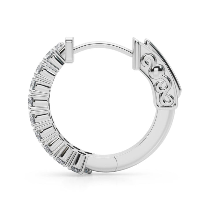 0.84CTW 14K Round Cut Double Row Diamond Hoop Earrings - Hoop Earrings - Design Jewellers Edmonton