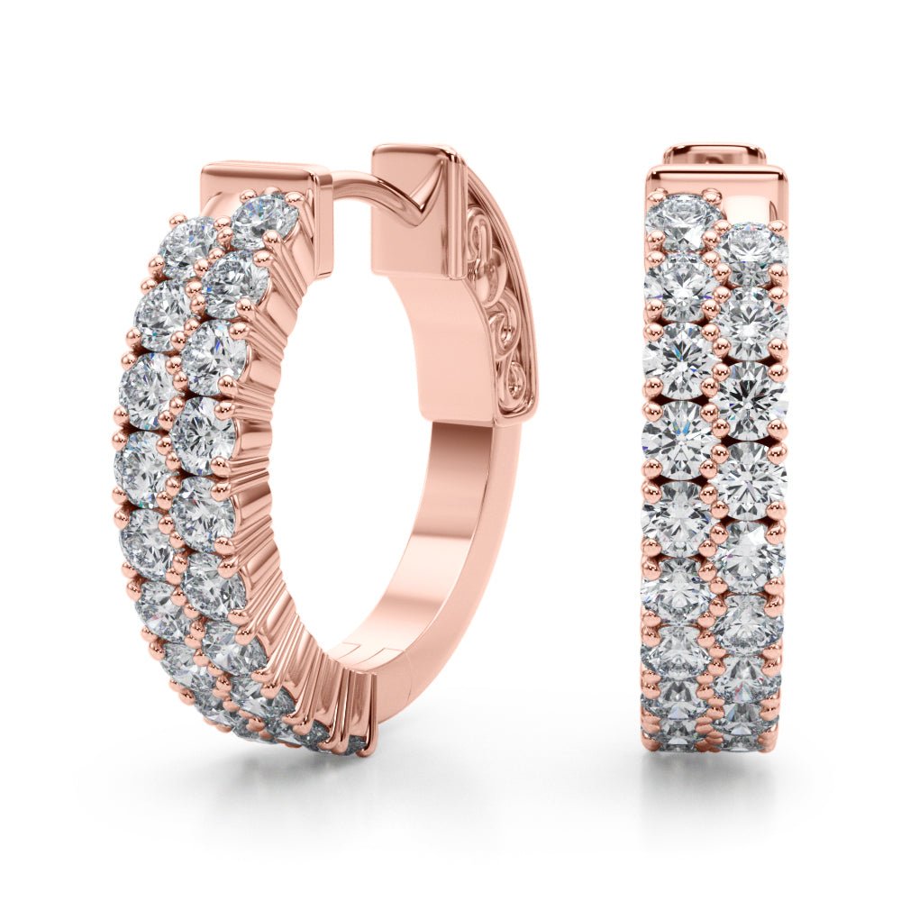 0.84CTW 14K Round Cut Double Row Diamond Hoop Earrings - Hoop Earrings - Design Jewellers Edmonton