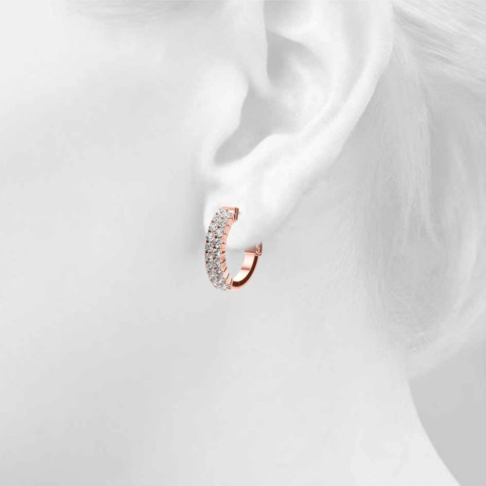 0.84CTW 14K Round Cut Double Row Diamond Hoop Earrings - Hoop Earrings - Design Jewellers Edmonton