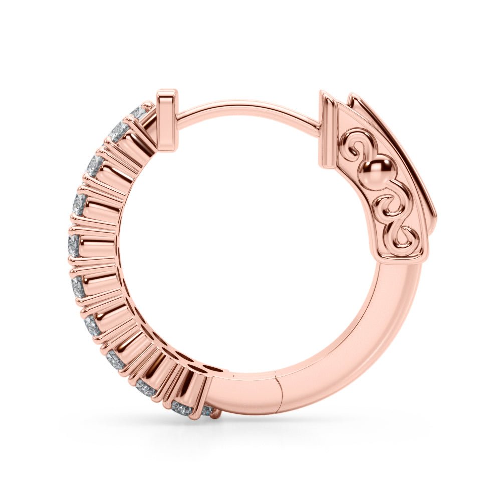 0.84CTW 14K Round Cut Double Row Diamond Hoop Earrings - Hoop Earrings - Design Jewellers Edmonton
