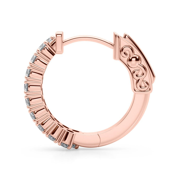 0.84CTW 14K Round Cut Double Row Diamond Hoop Earrings - Hoop Earrings - Design Jewellers Edmonton
