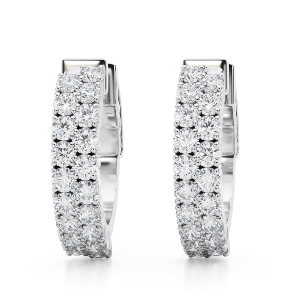 0.84CTW 14K Round Cut Double Row Diamond Hoop Earrings - Hoop Earrings - Design Jewellers Edmonton