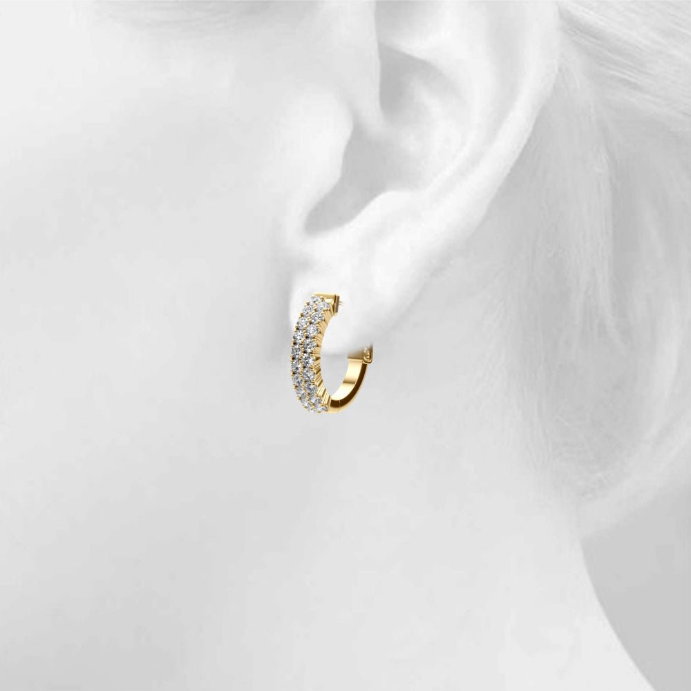 0.84CTW 14K Round Cut Double Row Diamond Hoop Earrings - Hoop Earrings - Design Jewellers Edmonton